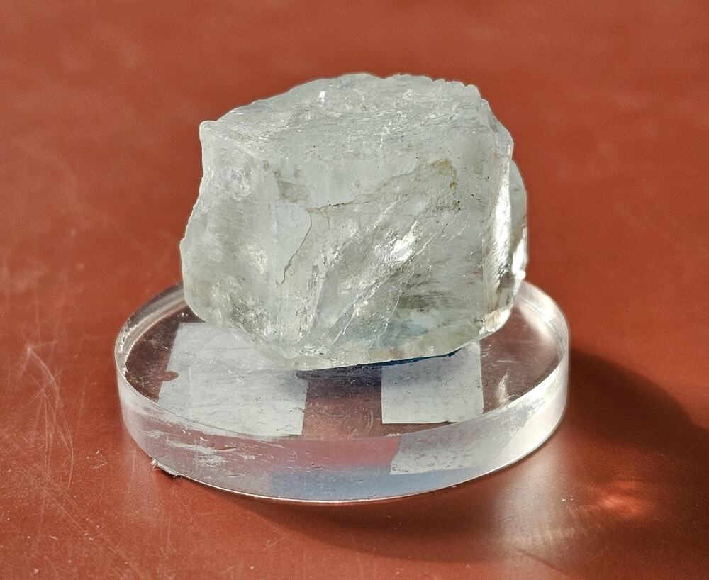 Aquamarine Mineral Sample, Natural, Light Blue, Clear Acrylic Stand, Pakistan